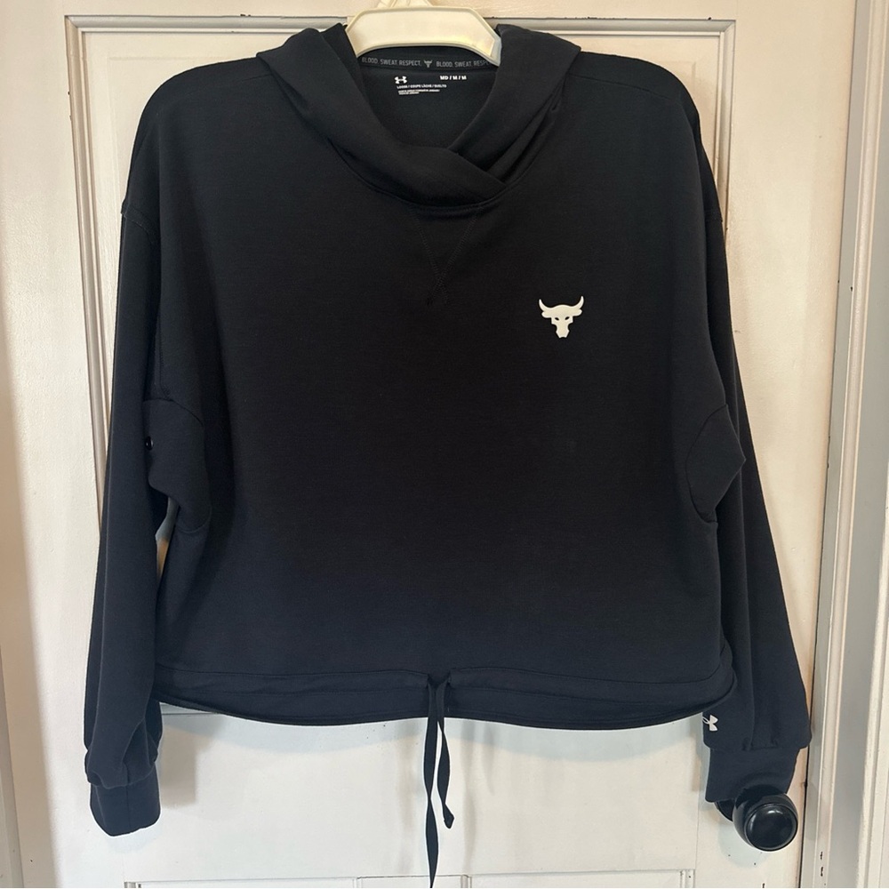 Under Armour Project Rock Pullover Terry Hoodie Womens Black‎ Size Medium